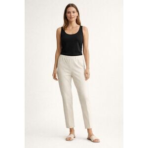 Eileen Fisher Ivory Stretch Ankle Pants Women M Pull On USA